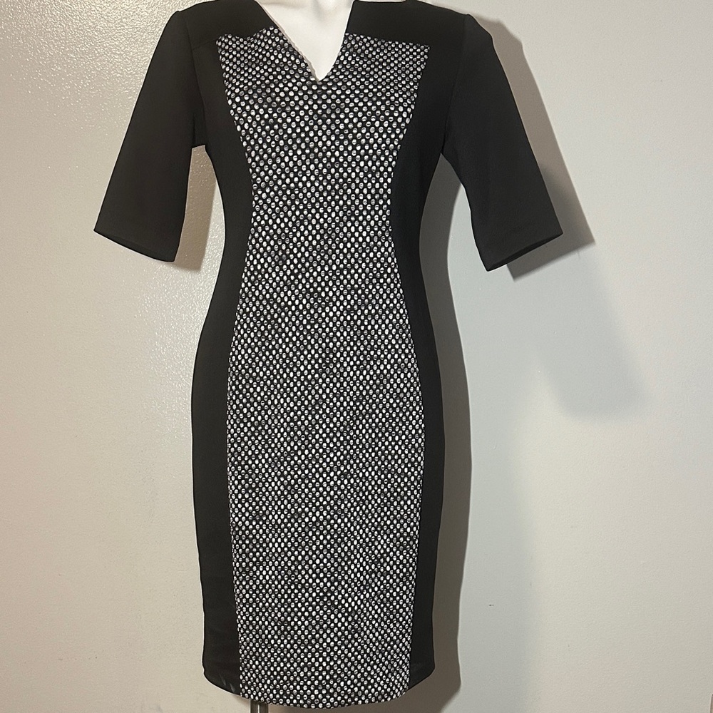 Chic Black and White Midi Dress